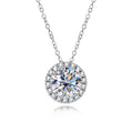 Circle Pendant Necklace with D Color VVS1 Moissanite, 925 Sterling Silver Adjustable 40+2+3cm Chain, Certified Gift for Women