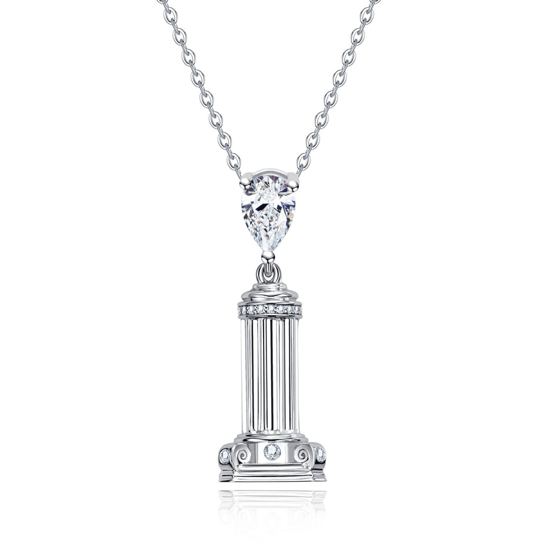Bar Pendant Necklace with Pear Cut Moissanite, Cushion Cut D Color VVS1 Center Stone in 925 Sterling Silver, 40+2+3cm Adjustable Chain with Certificate