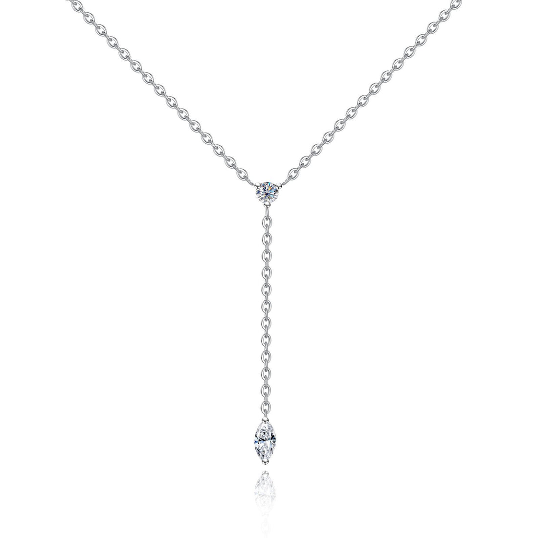 Y-Shape Pendant Necklace with Marquise Cut Moissanite, D Color VVS1 Clarity in 925 Sterling Silver, Gift for Girlfriend with Elegant Gift Box