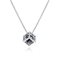 Cube Pendant Necklace with Black Round Moissanite, D Color VVS1 Clarity in 925 Sterling Silver, 40+2+3cm Adjustable Chain with Certificate