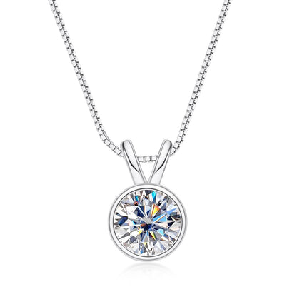 Dainty Solitaire Moissanite Pendant Necklace, 1-2 Carat 14K Gold Plated 925 Sterling Silver, Minimalist Choker for Women