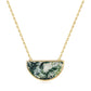 Semicircular Moss Agate Pendant Necklace, Natural Half-Moon Gemstone in Gold Plated 925 Sterling Silver, Unisex Anniversary Gift with Luxury Packaging