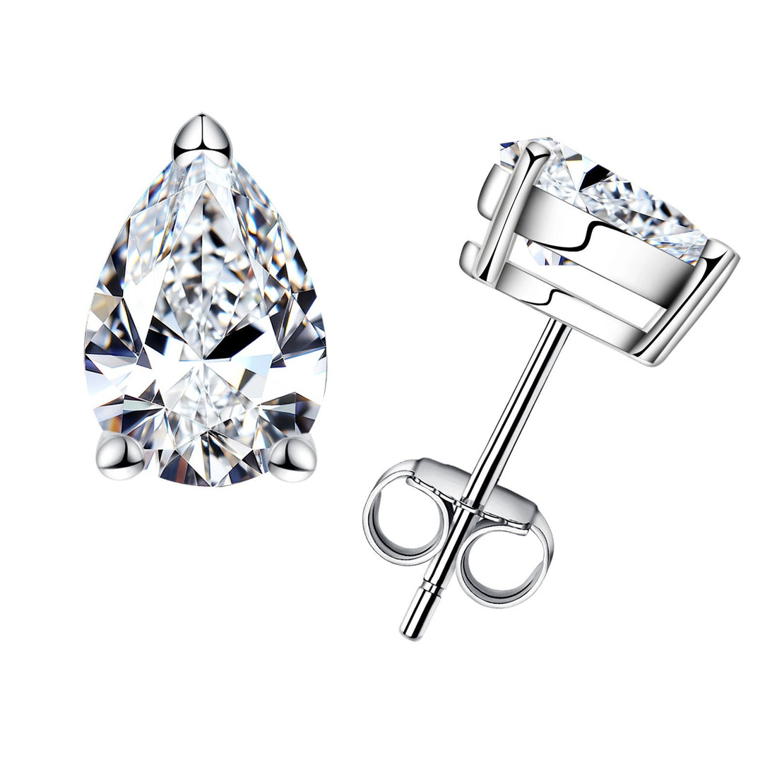 0.60 CT Pear & Snowflake Cut Moissanite Stud Earrings, 10K Gold Plated 925 Sterling Silver with GRA Certificate