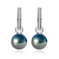 9-11mm Tahitian Black Pearl Earrings with Moissanite, 10K White Gold Plated 925 Sterling Silver, GRA Certified Luxury Gift for Women