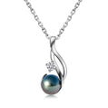 9-11mm AAAA Tahitian Black Pearl Necklace with D Color Moissanite Accents, 10K White Gold Plated over Sterling Silver, 45+2+3cm Adjustable Chain