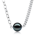 Cuban Link Necklace with Natural Black Pearl, Unisex Thick Sterling Silver Chain, Hip Hop Streetwear Jewelry for Men & Women