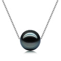 9-14mm AAA Tahitian Black Pearl Necklace,Sterling Silver 40+2+3mm Adjustable Chain