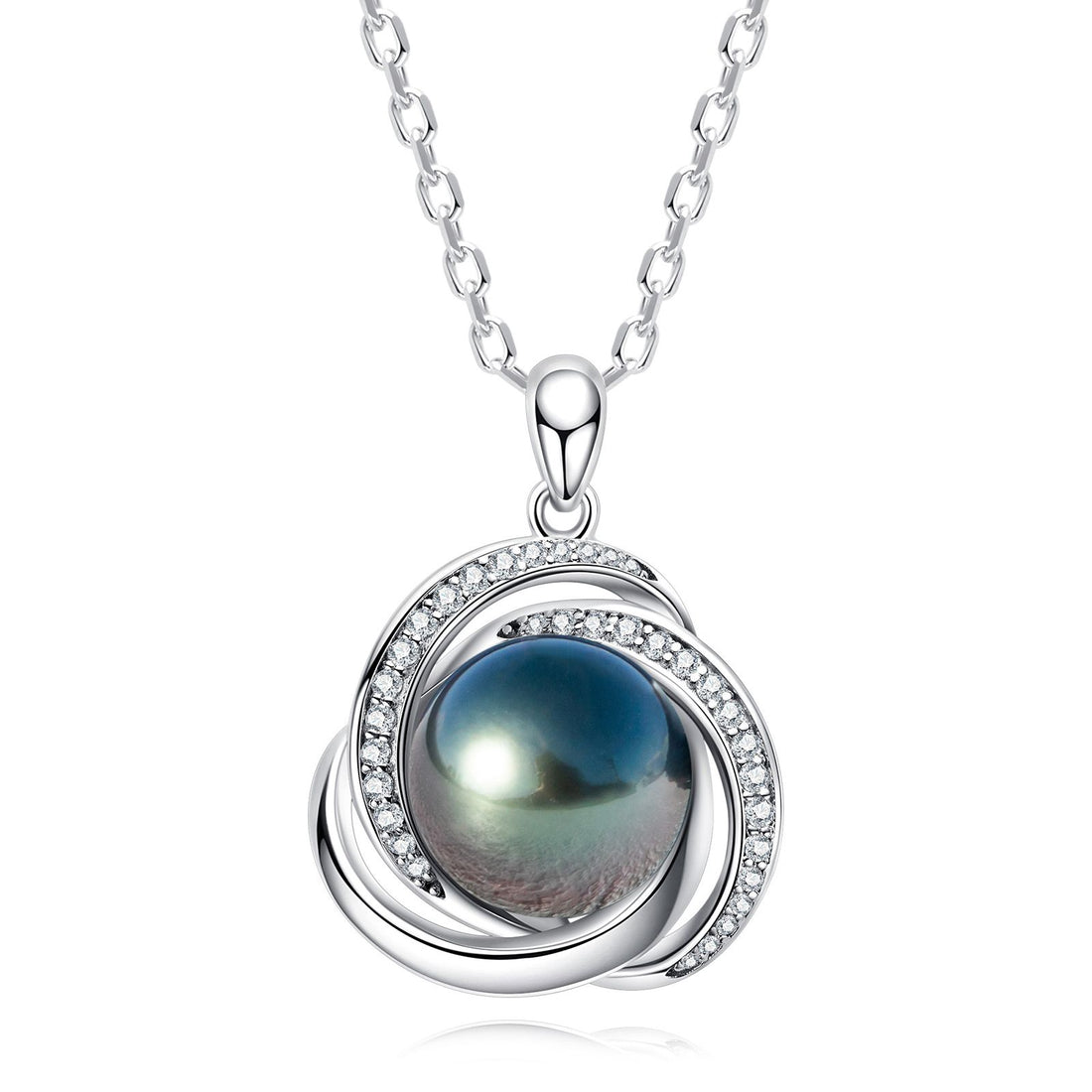 The Love Knot Pearl Pendant Necklace | Symbolizes Eternal Love with a AAAA Tahitian Black Pearl & D Color Moissanite, Crafted in 18K Gold Plated Sterling Silver