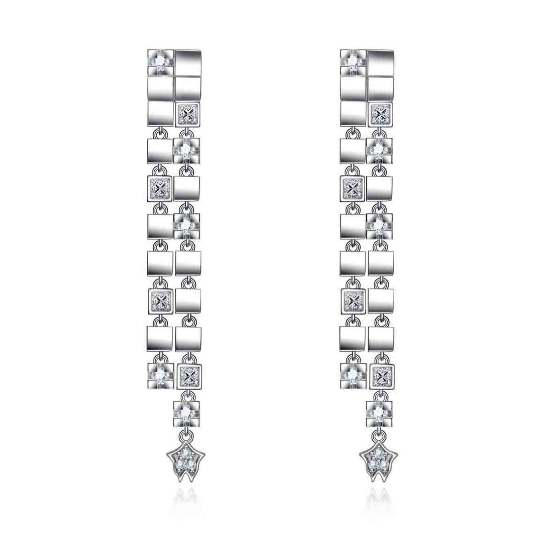 2-in-1 Convertible Tassel Drop Earrings | Moissanite Stud & Dangle Earrings in 925 Sterling Silver