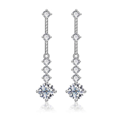 Moissanite Tassel Pendant Earrings in 925 Sterling Silver | Elegant Drop Dangle Earrings for Women