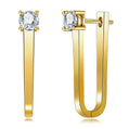 U-Shape Moissanite Earrings, 18K Gold Plated 925 Sterling Silver, GRA Certified with Gift Box